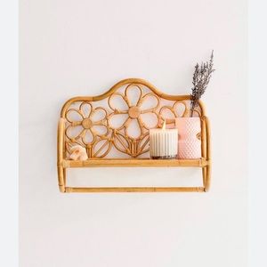 Urban Outfitters Boho Flower Rattan Wall Shelf